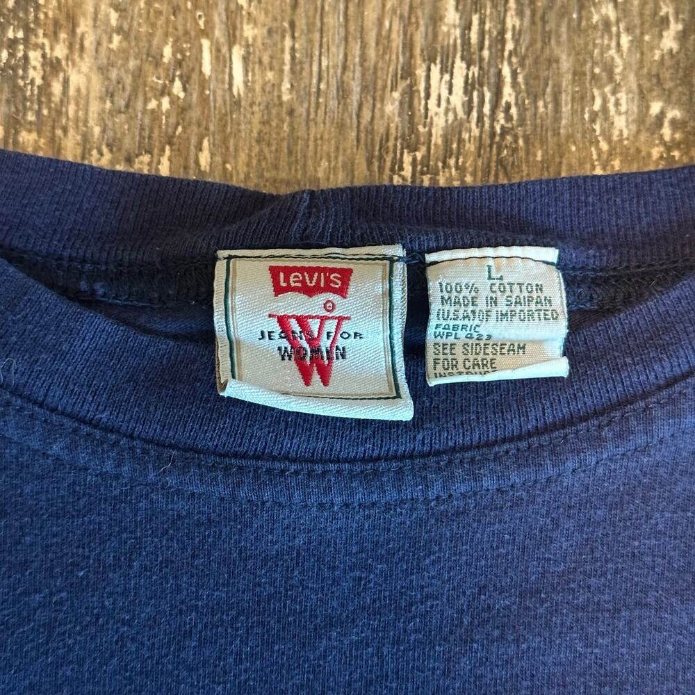 Vintage Levi’s Jeans For Women Embroidered Long Sleeve T-Shirt Navy Size L - Picture 4 of 6